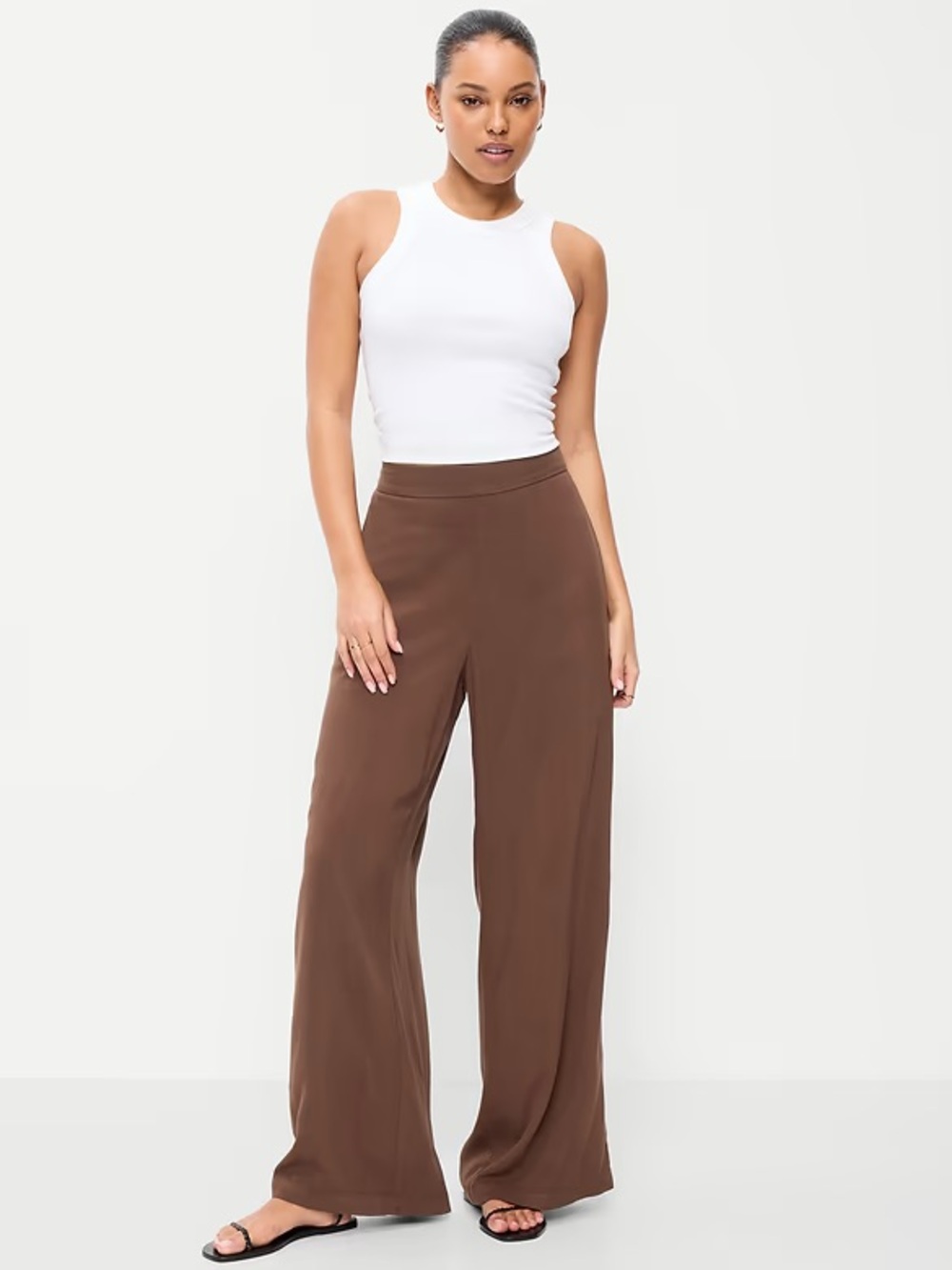 High-Waisted Playa Wide-Leg Flowy Sunner Pants Petite